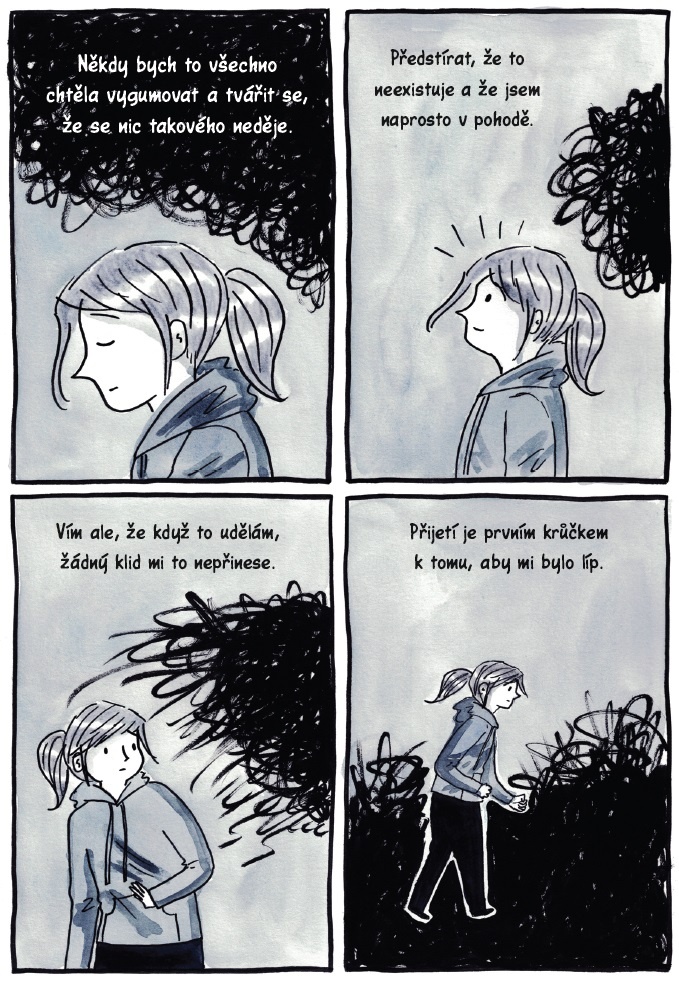 introvertka chodí na terapii debbie tung psychoterapie deprese úzkost komiks
