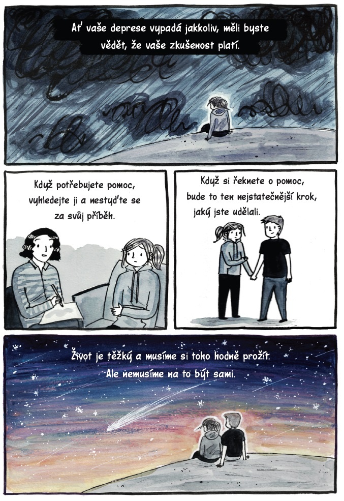 introvertka chodí na terapii debbie tung psychoterapie deprese úzkost komiks